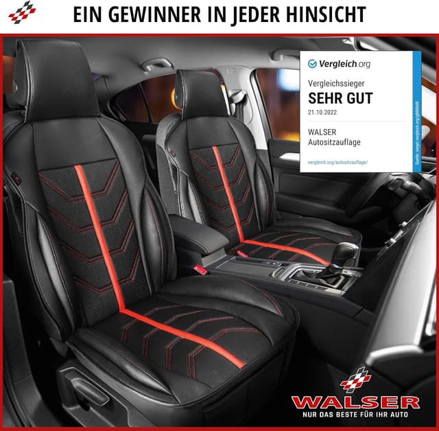 Thumbnail 6 de Walser Premium Sitzauflage Auto Kimi für Vordersitze – Sitzschoner schwarz/grau mit Seitenairbag-Eignung