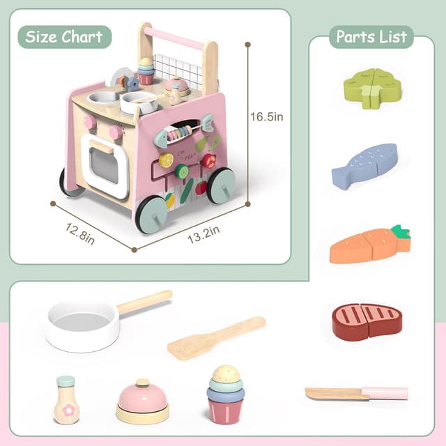 Thumbnail 5 de VITONIS Girello per bambini in legno con 8 giochi