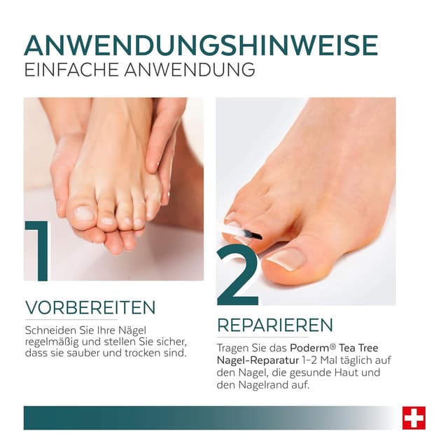 Detalle 2 de PODERM Tea Tree Nagel-Repair-Serum 6 ml (4-in-1 Pflege) – Swiss Made