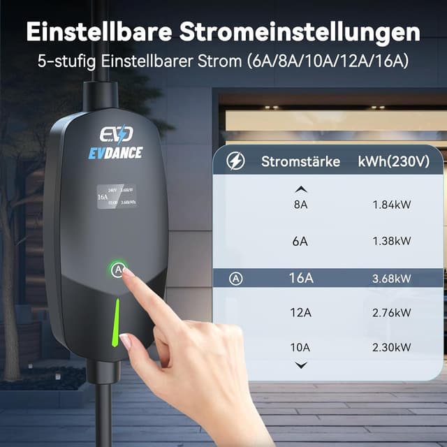 Thumbnail 1 de EVDANCE Ladekabel Typ 2 Schuko 3,68 kW