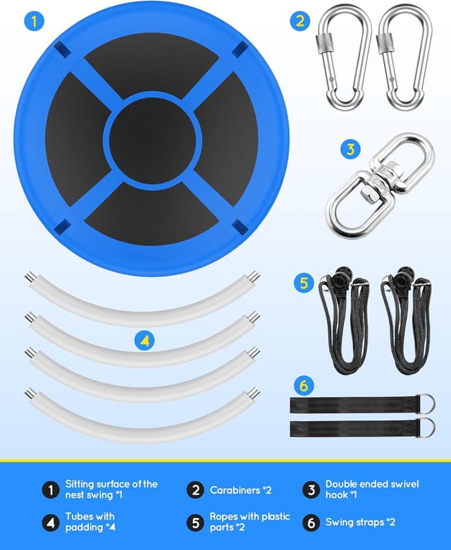 Detalle 2 de Everyfun 43" Saucer Tree Swing (Waterproof, Adjustable Straps) – 700 lbs Capacity, Cobalt Blue