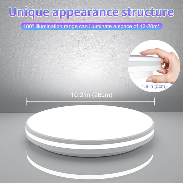 Detalle de LED Deckenleuchte 20W (Bad, IP44) – runde Badezimmerlampe kaltweiß 5000K, 26 cm