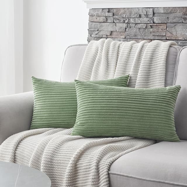 Thumbnail 4 de Topfinel Fundas de Cojín Rayas Verde 40x60 cm (Juego de 2) 🛋