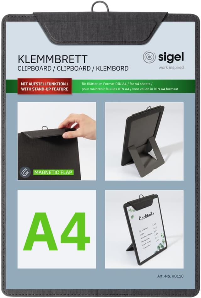 Detalle de Sigel KB110 Klemmbrett A4 mit 20 Blatt