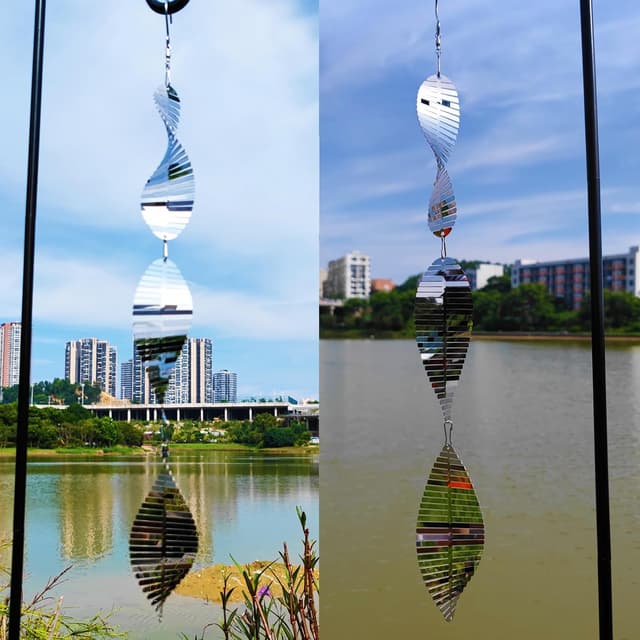 Detalle de DJUAN Metal Bird Scare Discs Set (Reflective, Double-Sided) with Wind Spinners for Outdoor Garden & Yard