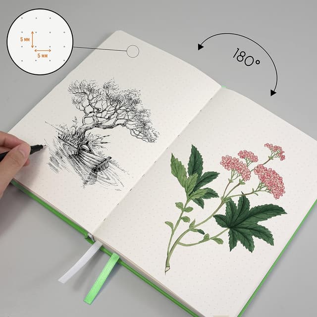 Detalle de STATIONERY ISLAND Carnet de notes A5 pointillé – Relié cartonné, 180 pages (Pomme)