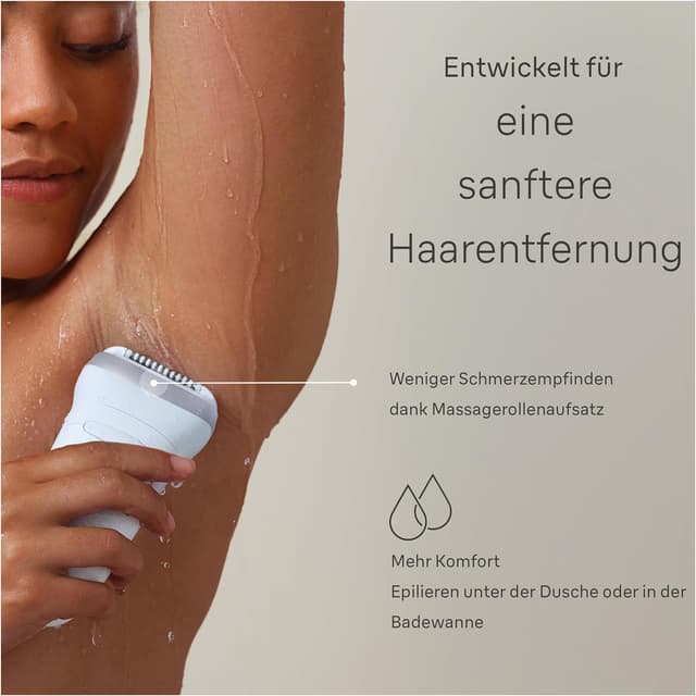 Detalle de Braun Silk-épil 7 Epilierer Damen 7-011 (Weiß/Silber) – Wet&Dry Haarentferner für bis zu einen Monat glatte Haut