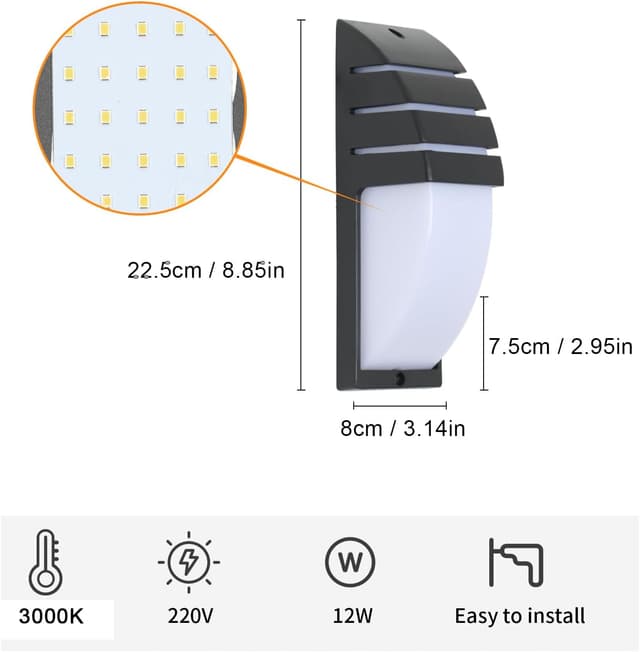 Thumbnail 2 de Goeco 2 Pack lámparas de pared LED exterior 12W 1300LM