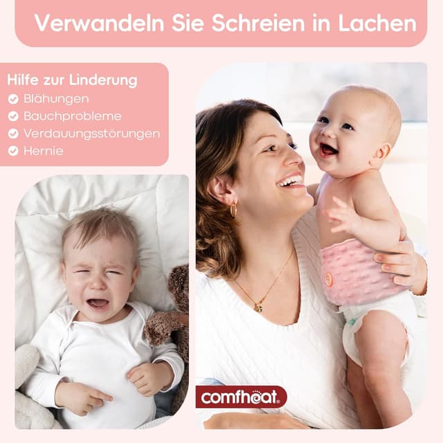 Detalle de comfheat Koliken- & Gas-Entlastungstummy-Wrap für Babys (0–3 Jahre) – beheizter Babybauchgürtel in Rosa