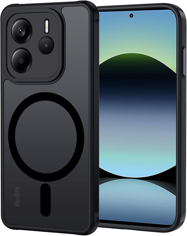 Detalle de Coque XTCASE pour Xiaomi Redmi Note 14 4G magnétique compatible MagSafe – noir, dos mat translucide