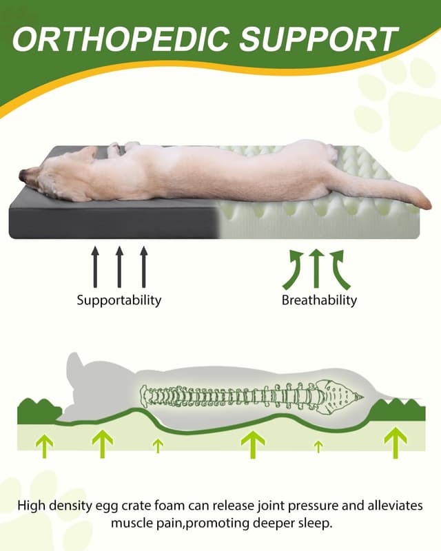 Detalle 2 de Favodormir Waterproof Dog Bed for Crate with 7cm Orthopedic Egg-Crate Foam, Grey (88x55x7cm)