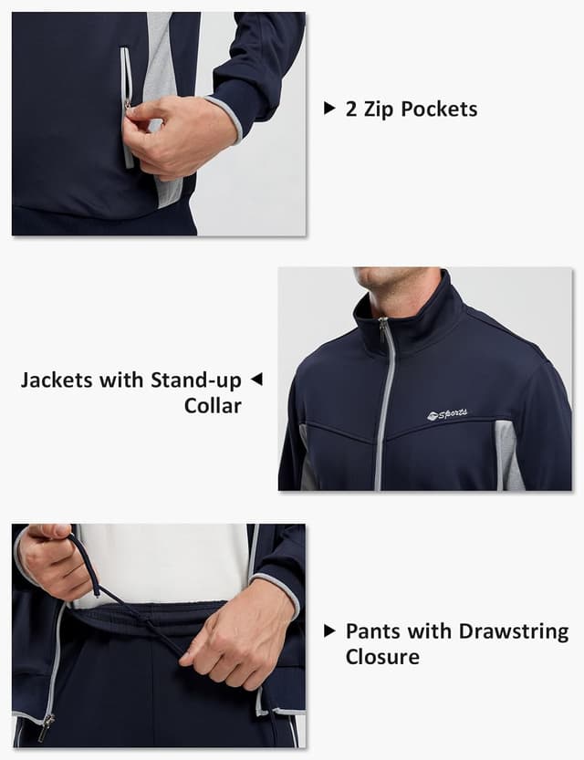 Detalle 2 de TBMPOY Men's Tracksuits 2-Piece Full Zip