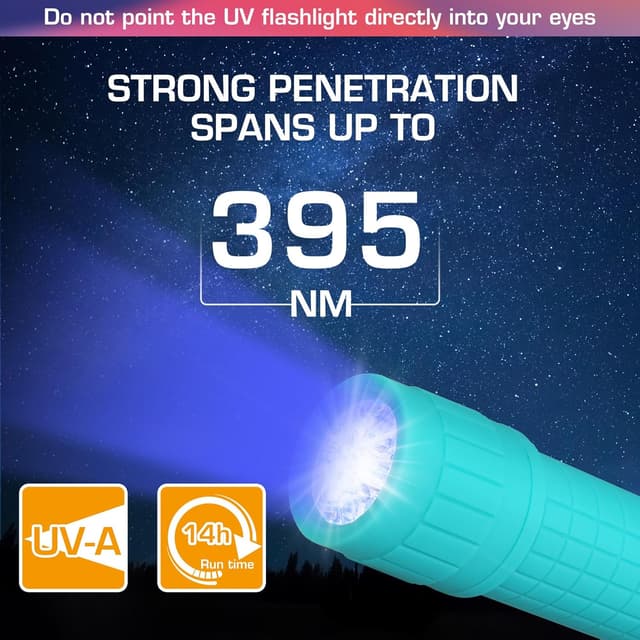 Detalle 2 de EverBrite UV Torch 6 Pack (9 LED, 395nm) blacklight torch for stain checks