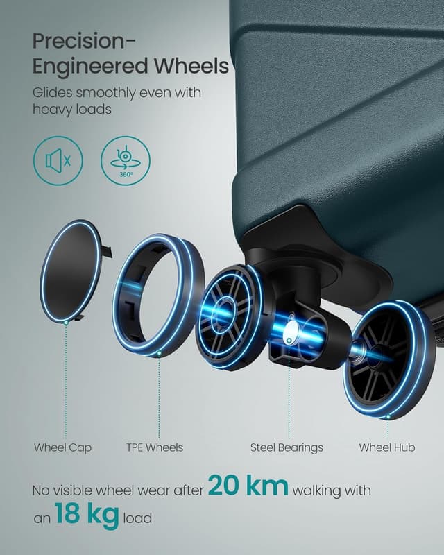 Detalle 2 de 28 Inch SONGMICS hard shell suitcase (TSA lock, 4 double spinner wheels, expandable) – Slate Teal RLP003C101