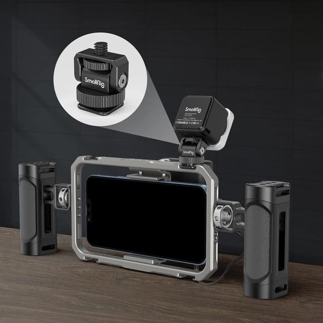 Detalle 2 de SMALLRIG 3577 Mini Ball Head Cold Shoe Mount Adapter (1/4" + Kaltschuh) für Kamera, Käfig, Licht & Mikrofon