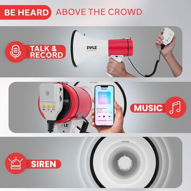 Thumbnail 2 de Pyle Megaphone Speaker with Siren