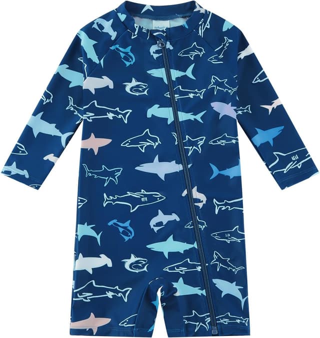 Detalle de upandfast Baby rashguard swimsuit with full-length zipper and UPF 50+ protection (toddler one-piece)