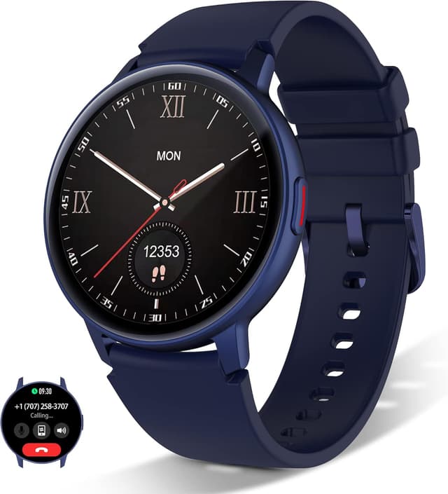 Detalle de Smart Watch for Women Men (Answer/Dial Calls) with 1.3" AMOLED Round Display, IP68 & Fitness Tracking – Blue