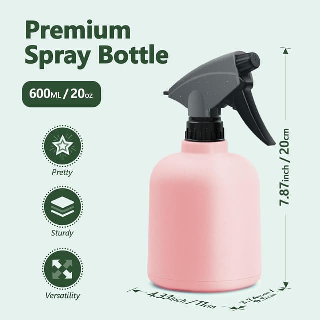 Detalle 2 de Plant Mister Spray Bottle 600ML Pink – Adjustable Indoor Plant Mister Trigger Spray