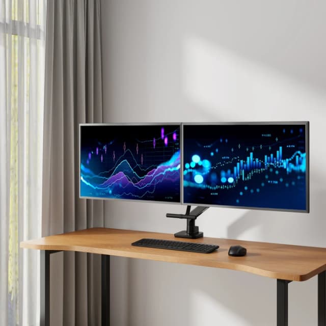 Detalle 2 de ACT AC8344 Monitorhalterung für 2 Monitore bis 32 Zoll (Gasdruckfeder, Tragleiste)