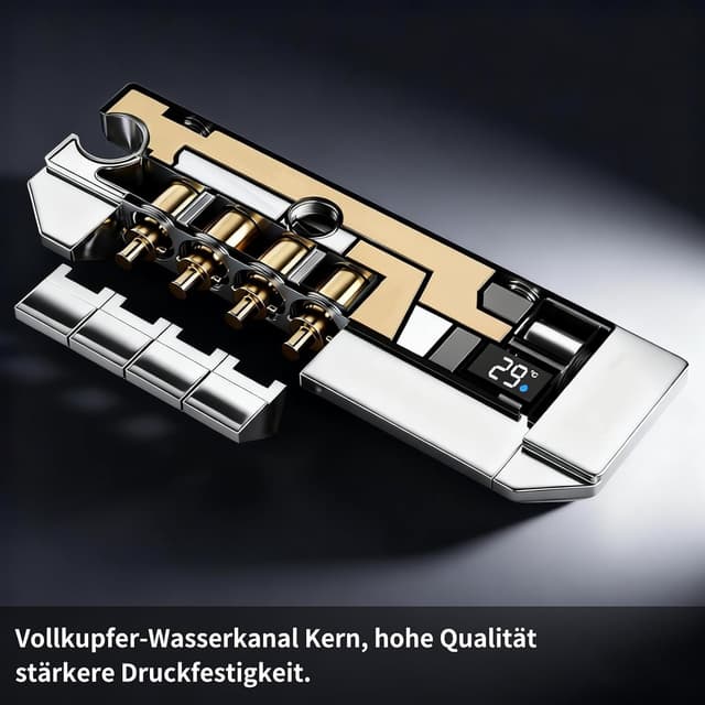 Detalle de HOMELODY Duscharmatur Komplettset mit Regendusche, Glasablage und Klaviertasten (4 Strahlarten)