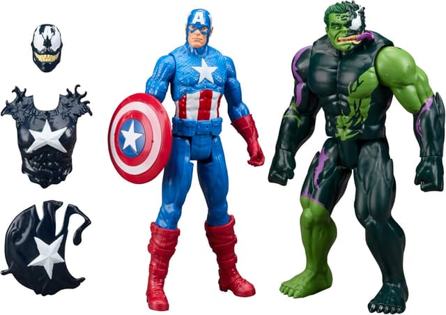 Detalle de Hasbro Marvel Avengers VenomVersus Titan Hero Series: action figure Captain America e Hulk “venomizzati”