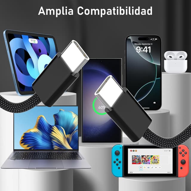 Detalle 2 de Anysea Cable USB C a USB C 60W 4Pack