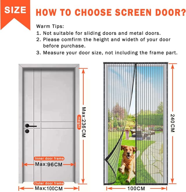 Detalle 2 de BukyTom Zanzariera magnetica per porta 100x240 cm (porta e balcone) nera