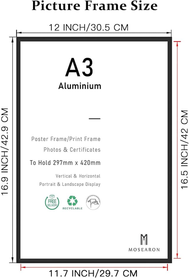 Detalle 2 de A3 Certificate Picture Frame 29.7x42 cm 🖼
