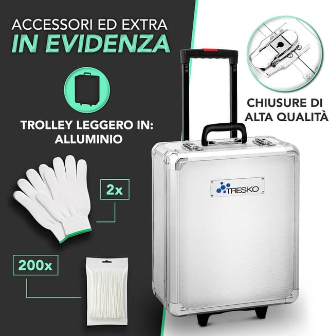 Detalle de Valigia degli attrezzi TRESKO da 949 pezzi con trolley e cassetta cromo-vanadio