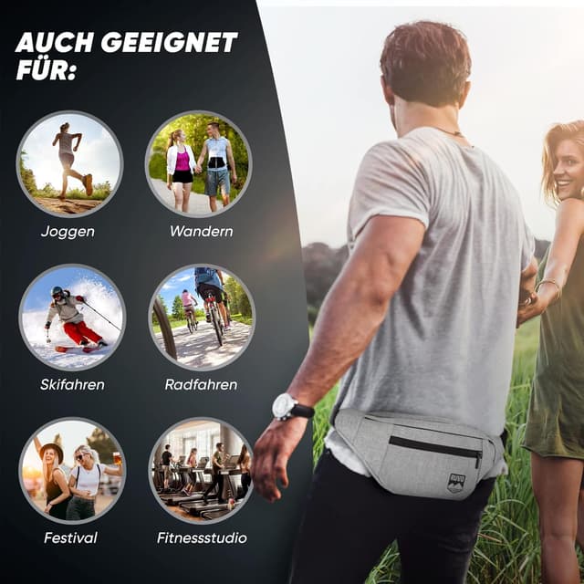 Thumbnail 6 de RUVO Marsupio da cintura grigio, 4 scomparti