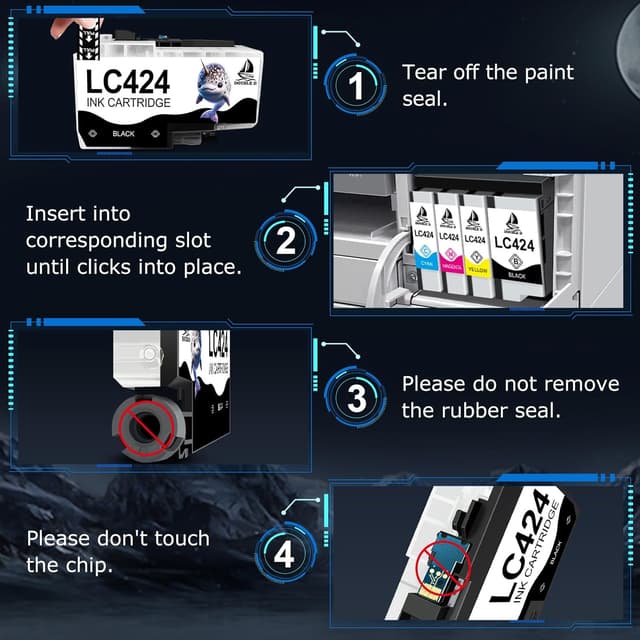 Detalle de DOUBLE D LC424 ink cartridges (8-pack) compatible with Brother LC424 / LC424XL for DCP-J1200W & DCP-J1200WE