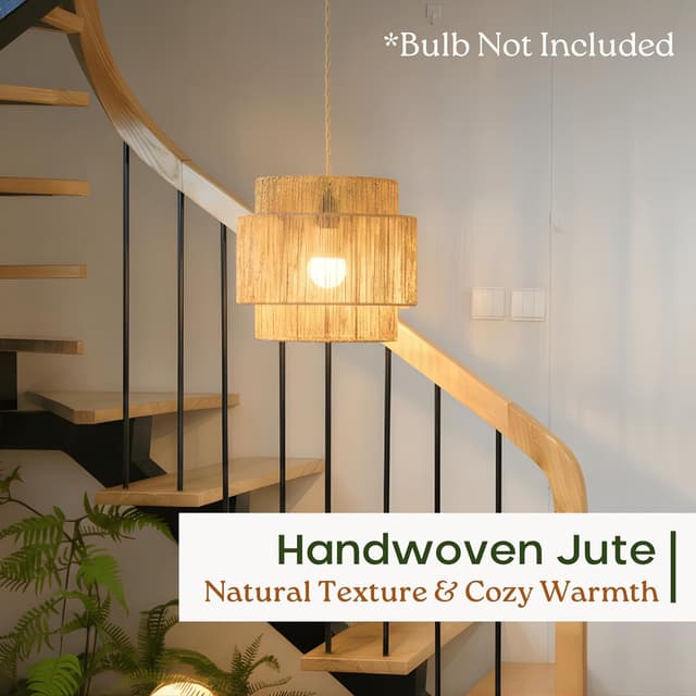 Thumbnail 6 de Chi An Home 11.8" Boho Jute Pendant Light