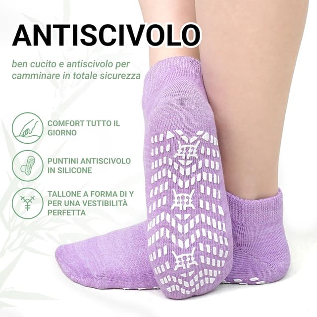 Detalle de LOFIR calzini donna antiscivolo in fibra di bambù per diabetici, senza elastico e senza cuciture (6 paia)