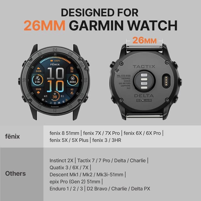 Detalle de Bandletic 26mm Quick Fit nylon strap for Garmin Fenix 8 51mm (compatible with selected Fenix/Epix/Tactix/Enduro models)