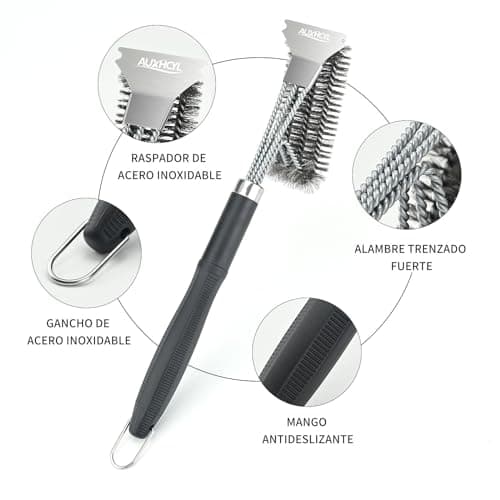 Detalle de AUXHCYL cepillo barbacoa inox 45,5 cm 3 en 1