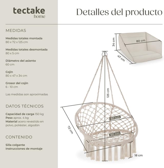Thumbnail 5 de tectake® Columpio Jardín Exterior 150 kg
