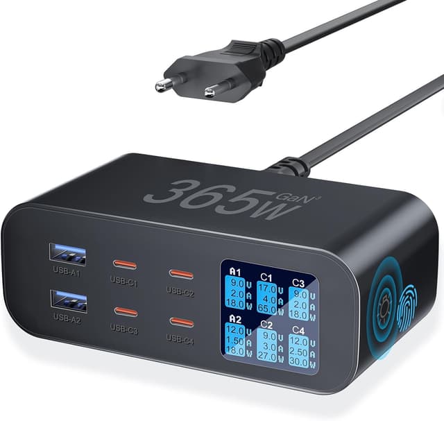 Detalle de YSYFAD 365W Caricatore USB C Multiplo 6 porte