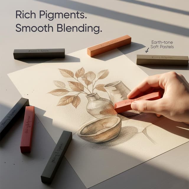 Thumbnail 3 de String & Space Artist’s Drawing Set (32pc) – Graphite, Charcoal, Soft Pastels & Earth Tones in a Metal Tin