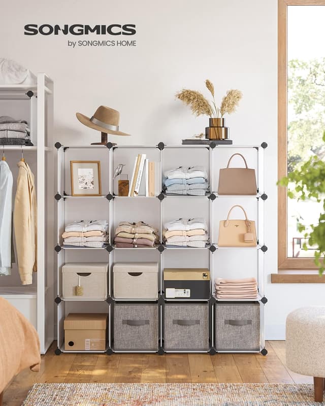Detalle de SONGMICS Scarpiera componibile con 16 cubi modulari LPC44L, bianco
