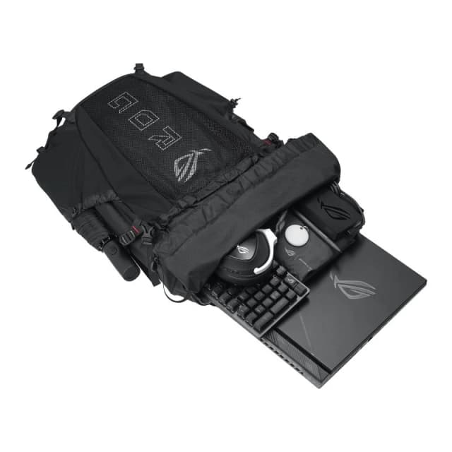 Detalle de ASUS ROG Archer ErgoAir 18” mochila gaming de 32L, resistente al agua