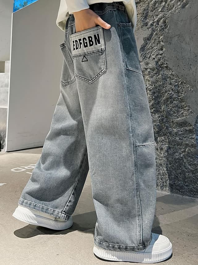 Detalle 2 de Rolanko Baggy Jeans für Jungen – weites Bein mit elastischem Bund & mehreren Taschen