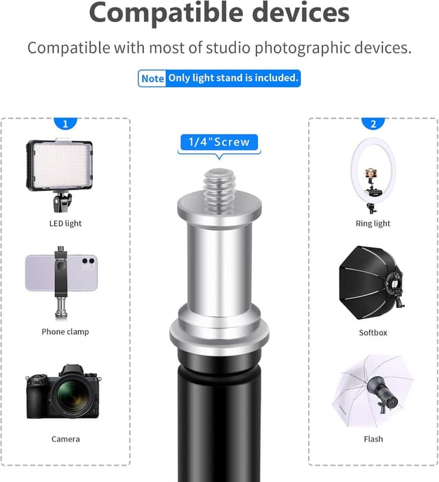 Detalle de NEEWER Collapsible Metal Photography Light Stand (6.2ft/1.9m) with Inner Spring Cushion