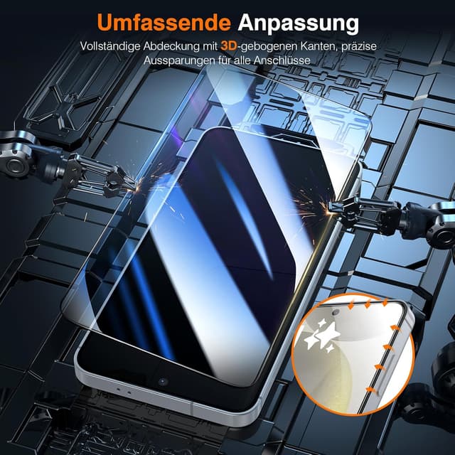 Detalle de LK 2 Pezzi Vetro Temperato per Samsung Galaxy S25/S24 con rimozione polvere e durezza 9H