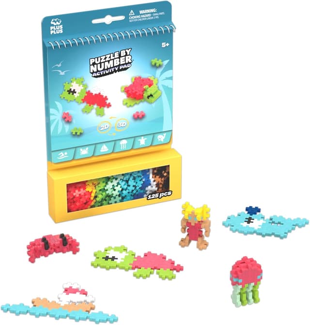 Detalle de Plus Plus Travel Toys Building Blocks Puzzle Play Activity Pad (125 pieces, ocean theme) for ages 5+