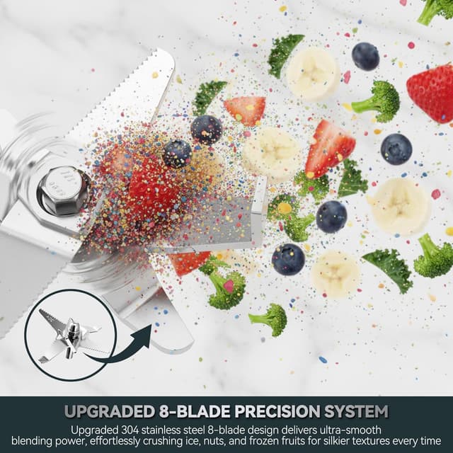 Detalle de ASTRALSHIP Glass Blenders for Kitchen (Stainless Steel) – 1500W Motor, Glass Jar, 9 Speeds & 14 Preset Programs