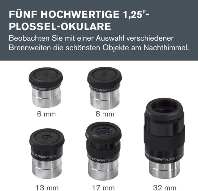 Detalle de Celestron 94303 1,25 Zoll Okular- und Filterset (14-teiliges Set) mit Metall-Etui