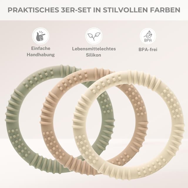 Detalle 2 de CAJA Beißring Baby 3er Set Silikon BPA-frei