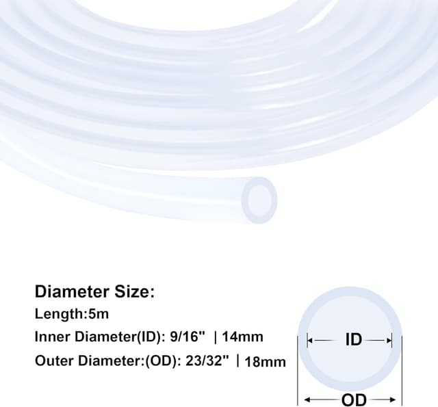 Detalle de iMeistek lebensmitteltauglicher Silikonschlauch 14 mm ID x 18 mm OD, 5 Meter – transparent für Wasser und Luft