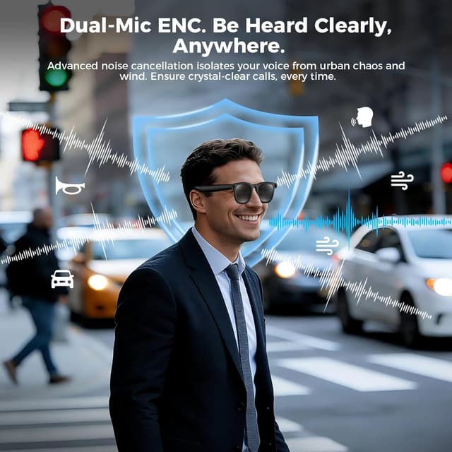 Thumbnail 6 de EarlySincere 2026 Smart AI Glasses with 8MP 4K POV Camera, AI Assistant & Open-Ear Bluetooth